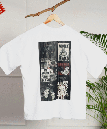 Work Hard Printed Design Oversized T-Shirt
