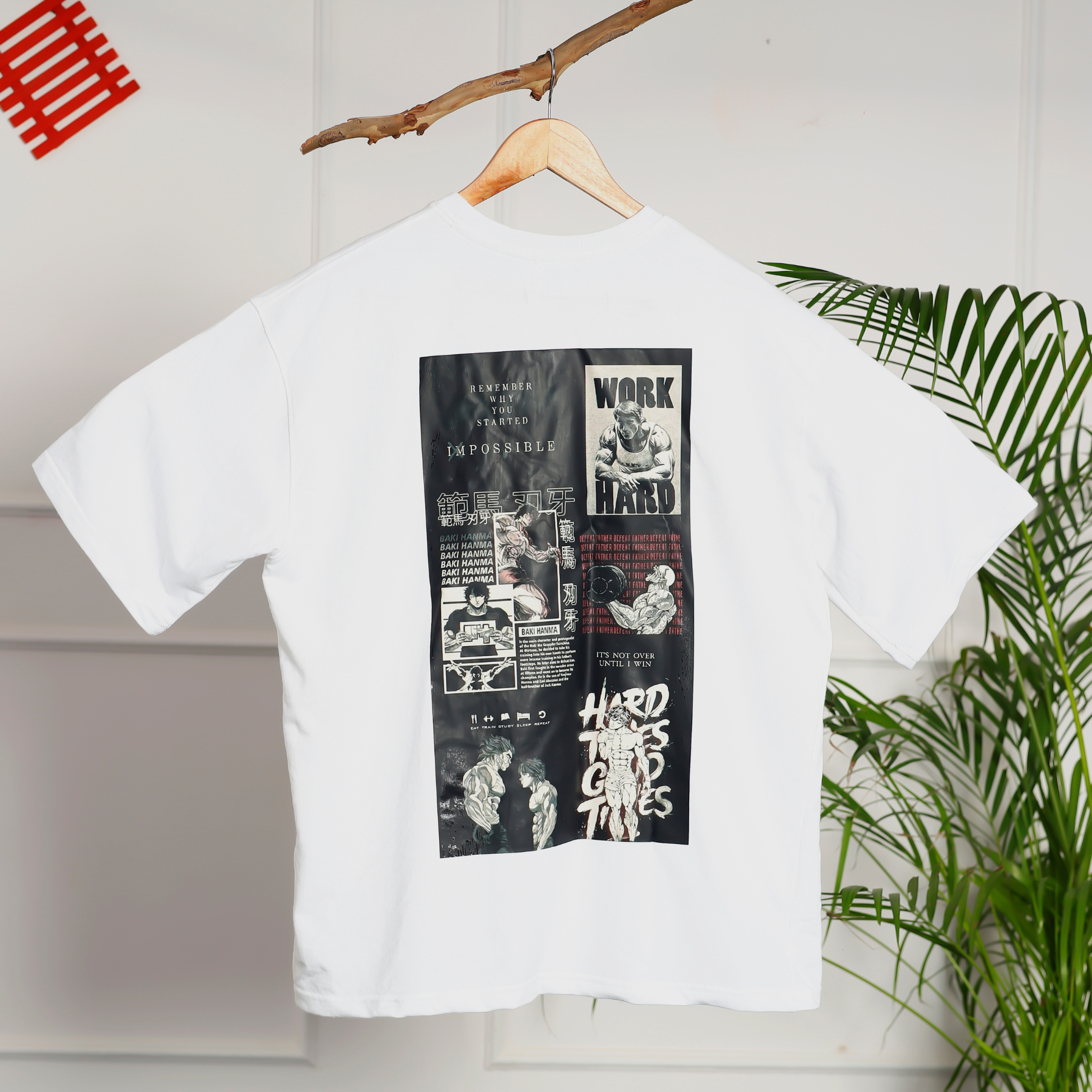Work Hard Printed Design Oversized T-Shirt