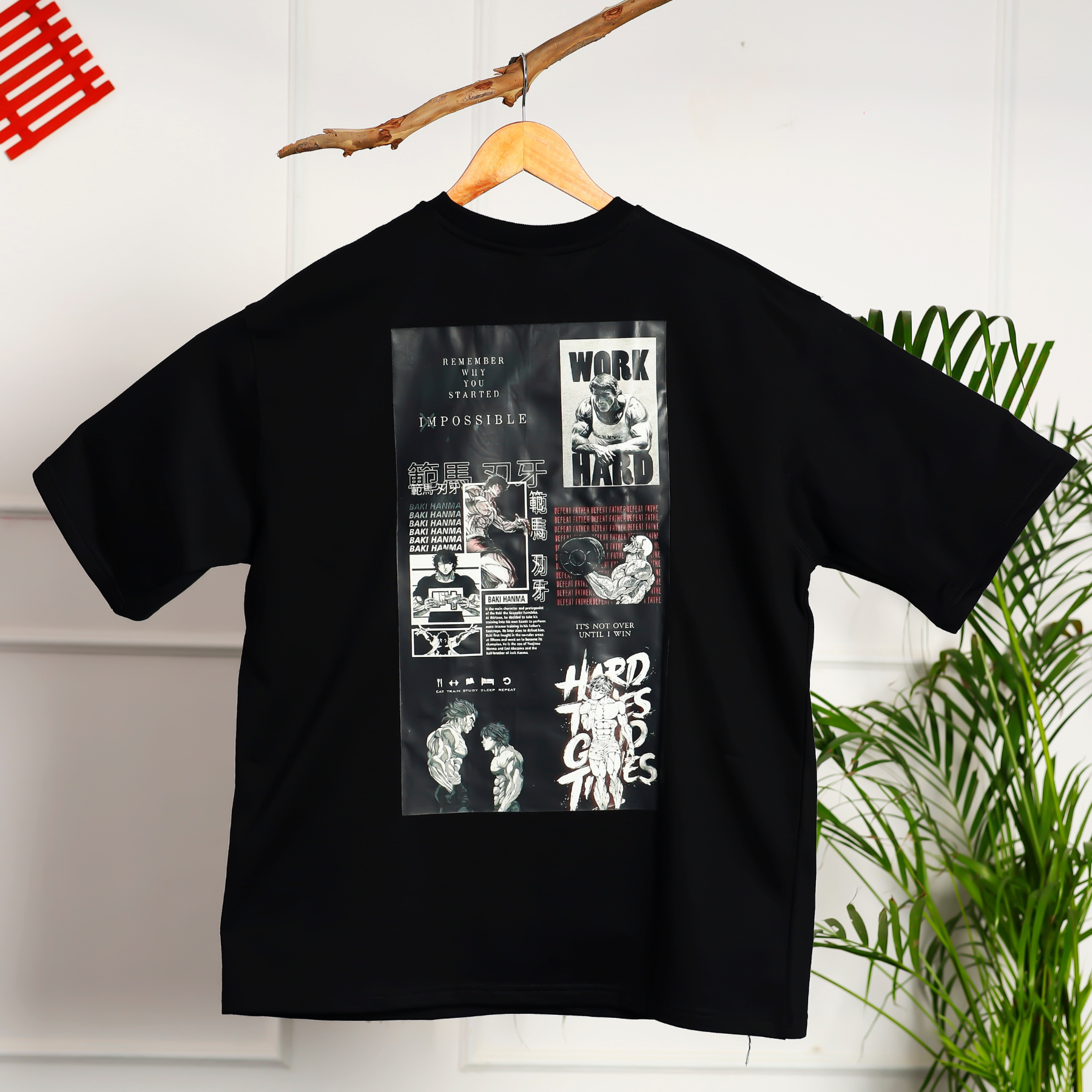 Work Hard Printed Design Oversized T-Shirt - Image 4