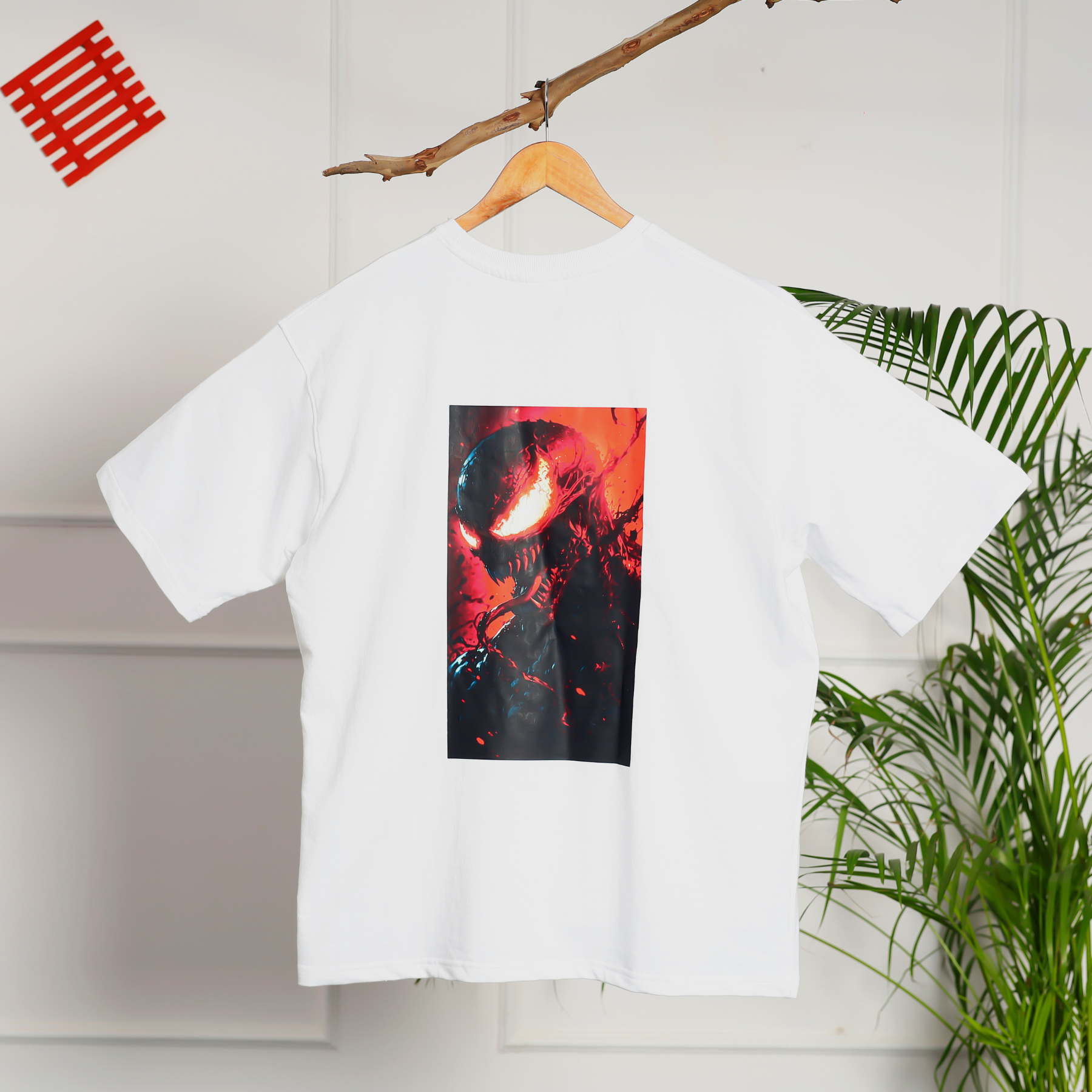 Red Venom Printed Design Oversized T-Shirt