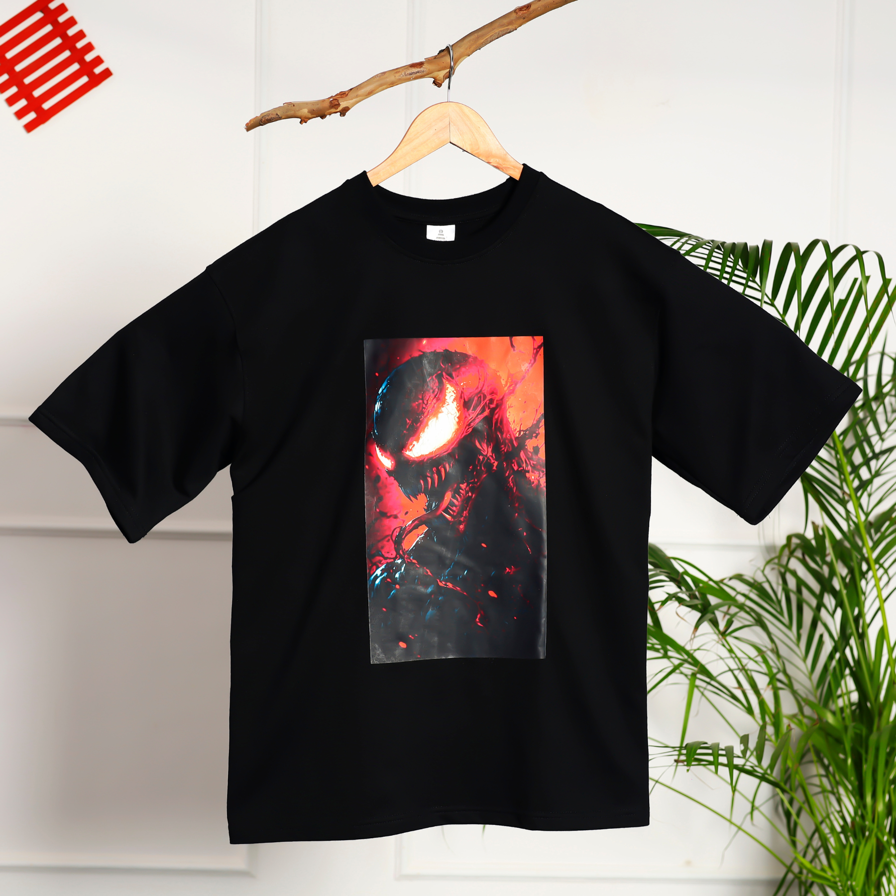Red Venom Printed Design Oversized T-Shirt - Image 4
