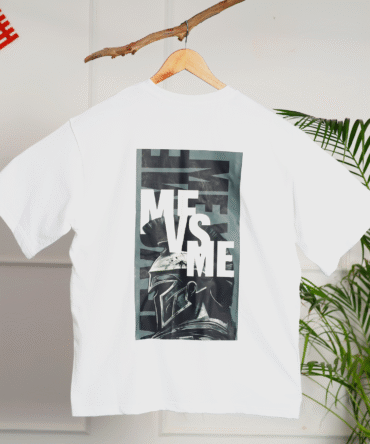 Me vs Me Printed Design Oversized T-Shirt