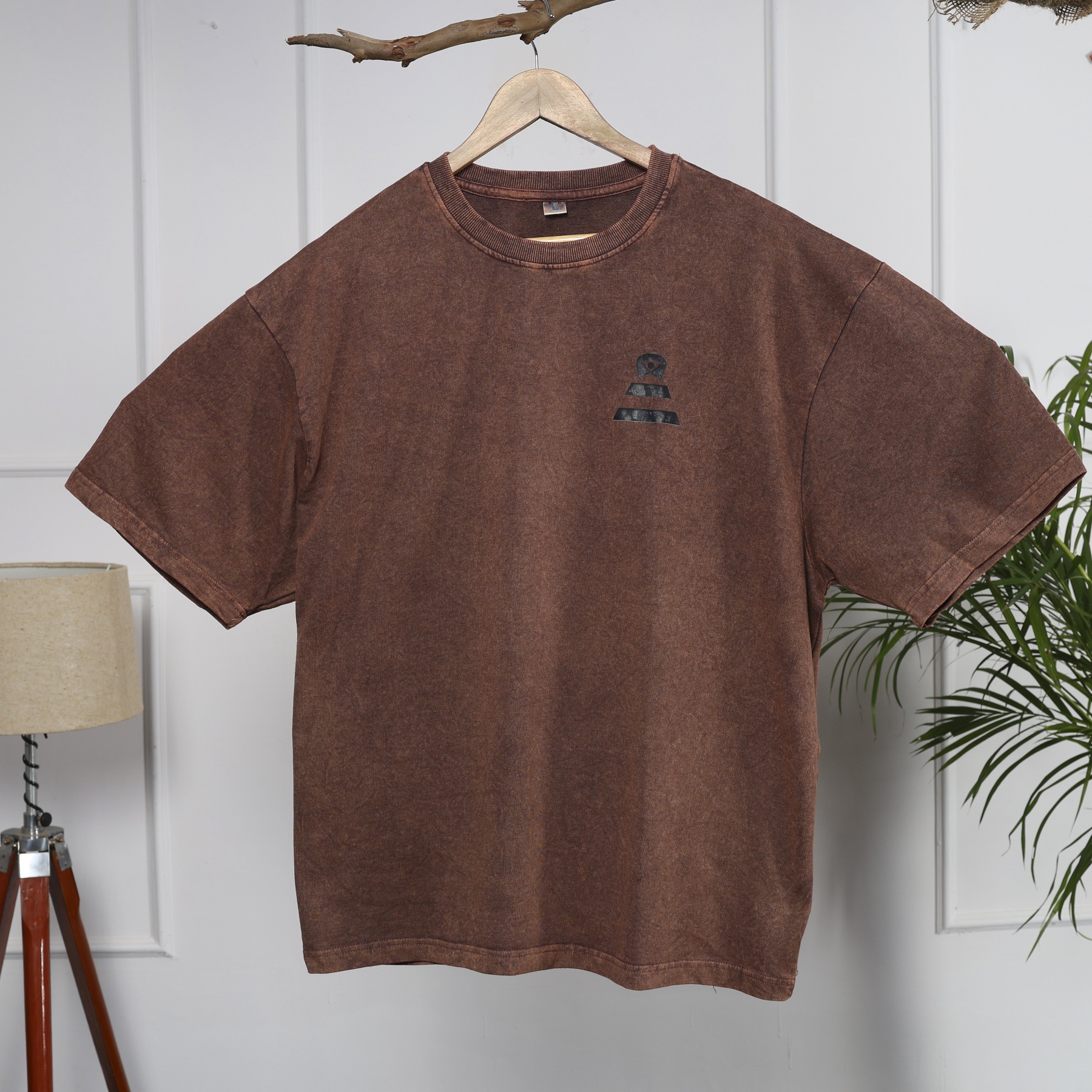 Acid Wash Oversized T-Shirt – Dark Brown