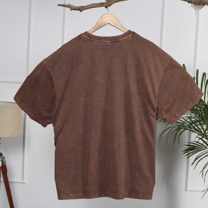 Acid Wash Oversized T-Shirt – Dark Brown - Image 2