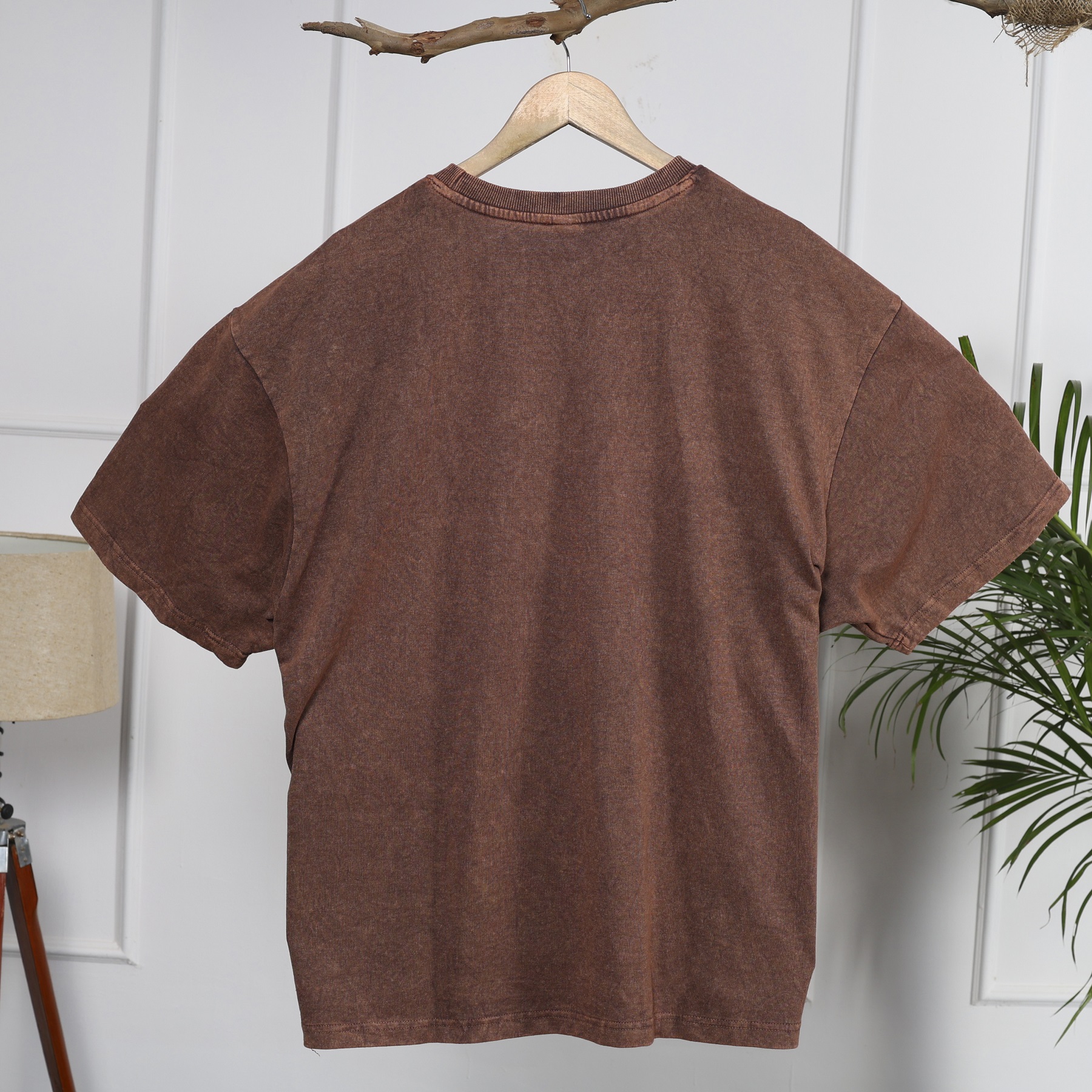 Acid Wash Oversized T-Shirt – Dark Brown - Image 2