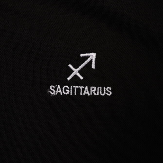 Black Polo Collar T-Shirt for Men – Sagittarius Zodiac Edition - Image 4