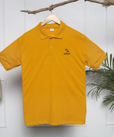 Polo Collar T-Shirt for Men – Capricorn Zodiac Mustard Edition