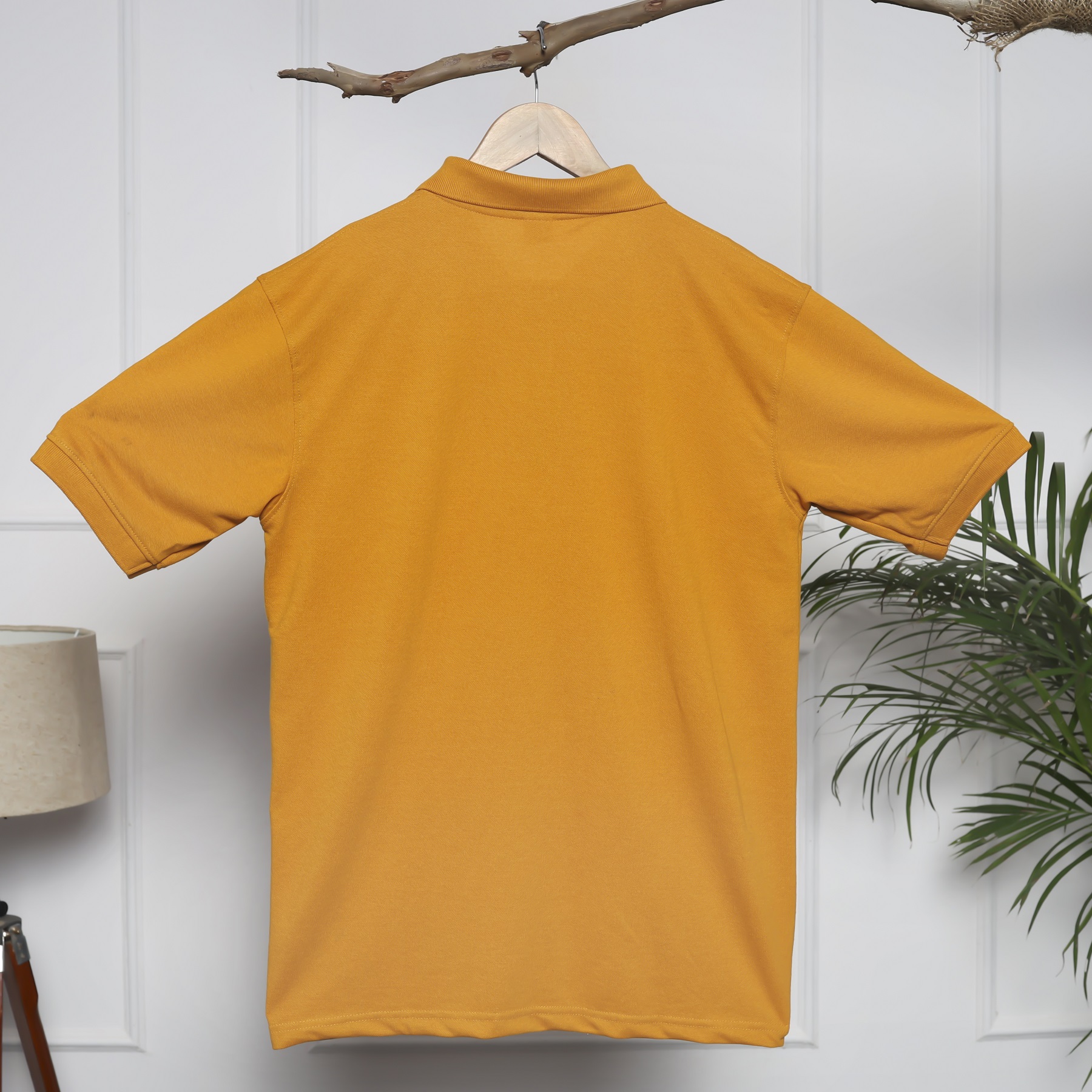 Polo Collar T-Shirt for Men – Gemini Zodiac Sign (Mustard) - Image 2