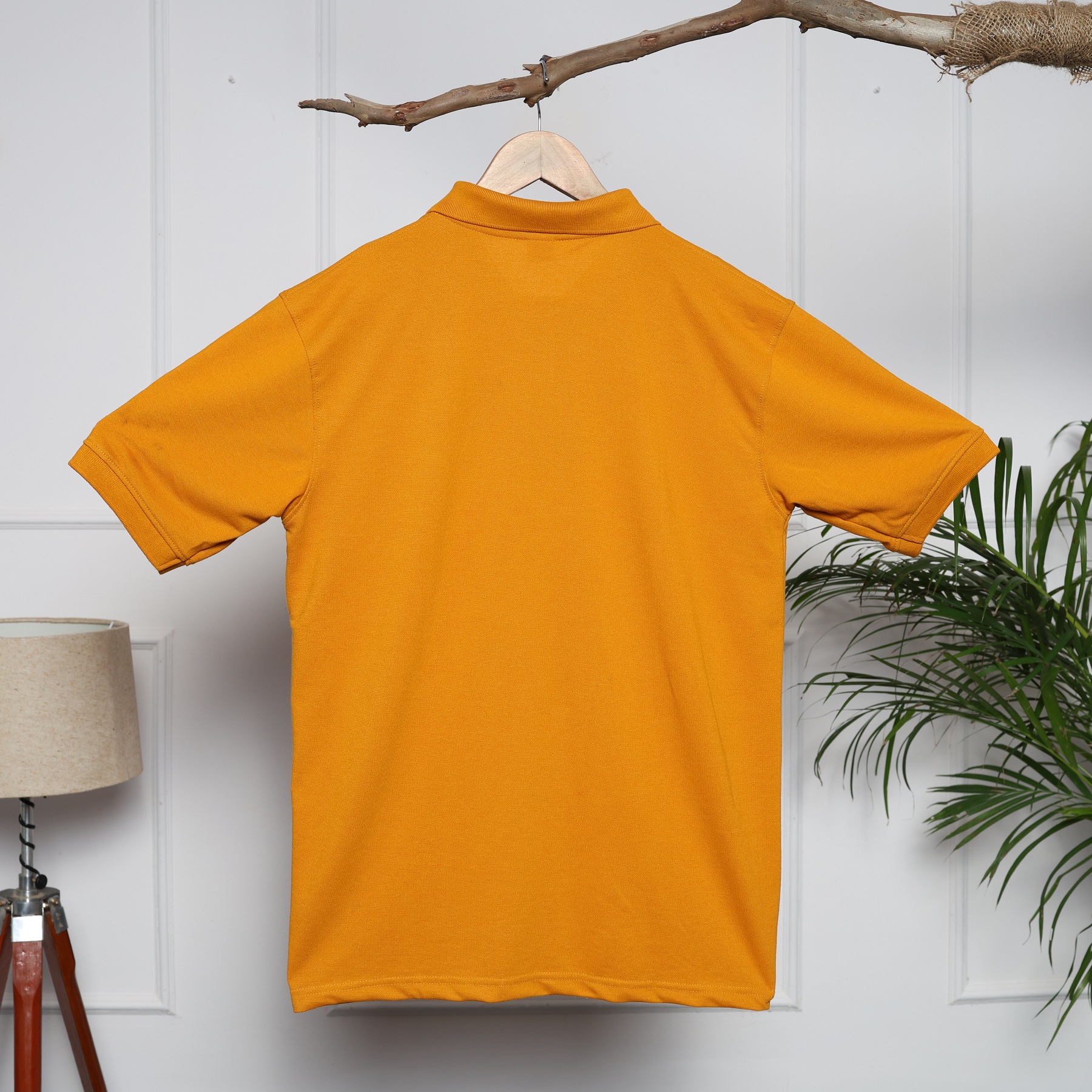 Polo Collar T-Shirt for Men – Leo Zodiac Mustard Edition - Image 2