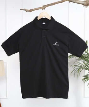 Black Polo Collar T-Shirt for Men – Sagittarius Zodiac Edition