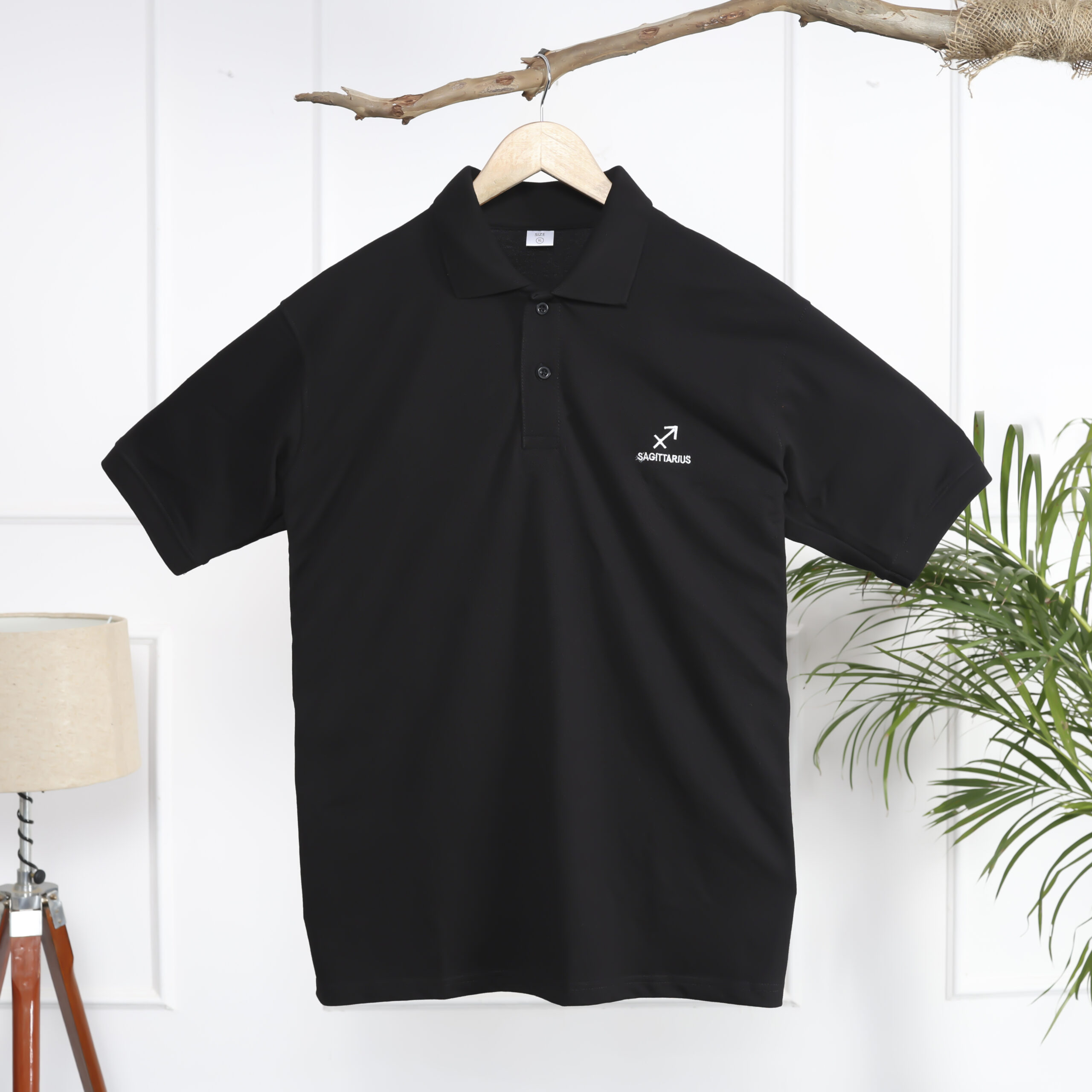 Black Polo Collar T-Shirt for Men – Sagittarius Zodiac Edition