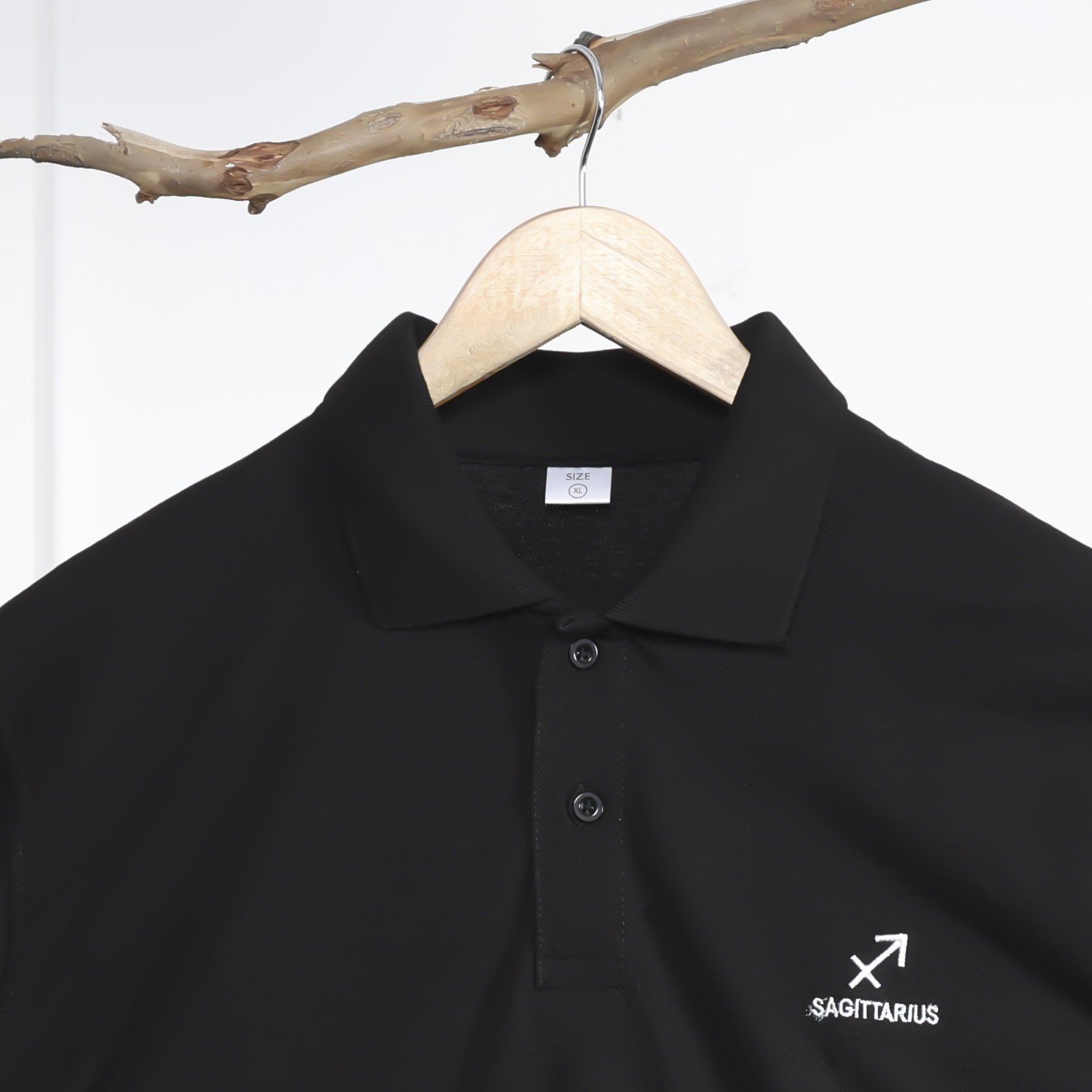 Black Polo Collar T-Shirt for Men – Sagittarius Zodiac Edition - Image 3