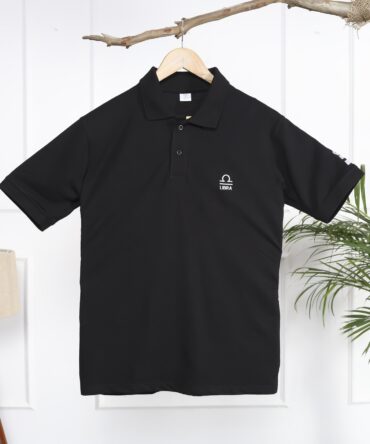 Leo Zodiac Polo Collar T-Shirt – Black