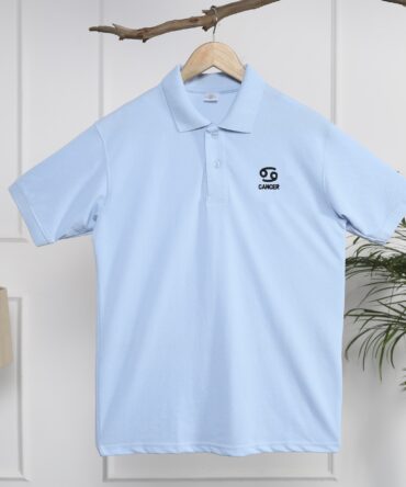 Sky Blue Polo Collar T-Shirt for Men – Cancer Zodiac Edition