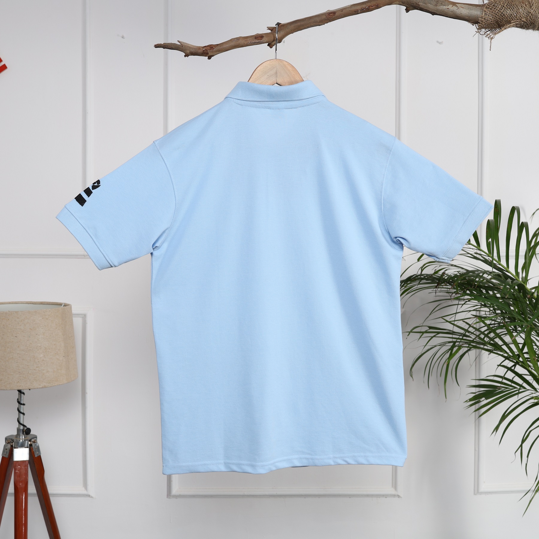 Sky Blue Polo Collar T-Shirt for Men – Cancer Zodiac Edition - Image 2