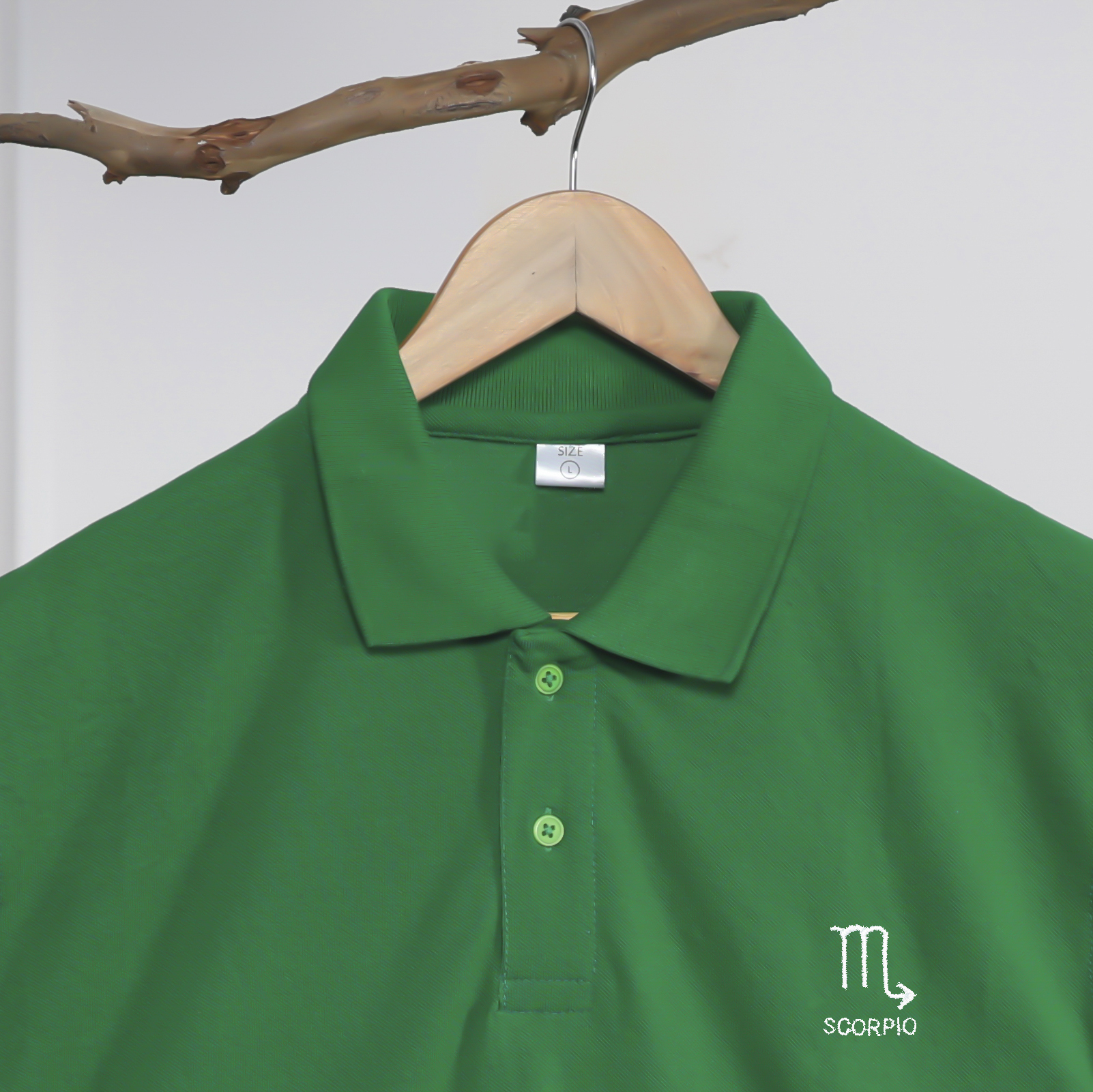 Scorpio Zodiac Polo Collar T-Shirt – Green Edition - Image 3