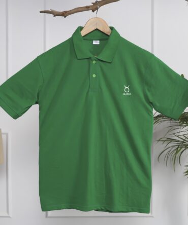 Polo Collar T-Shirt for Men – Taurus Zodiac Sign (Green)